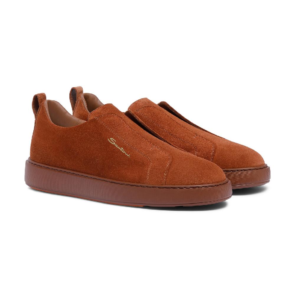 Santoni Sneaker slip-on da uomo in suede marrone Vendita Economica