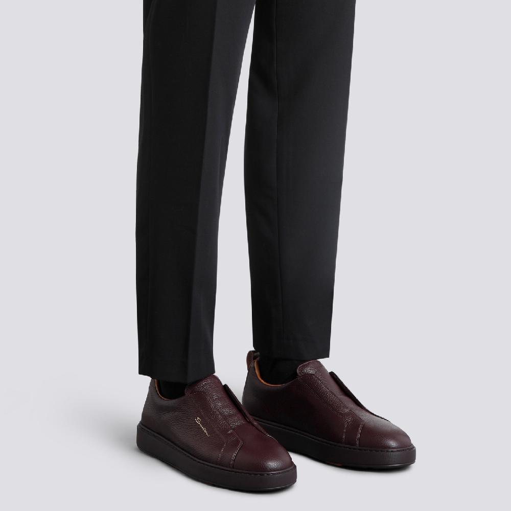 Santoni Sneaker slip-on da uomo in pelle bottalata bordeaux Saldi Di Fabbrica
