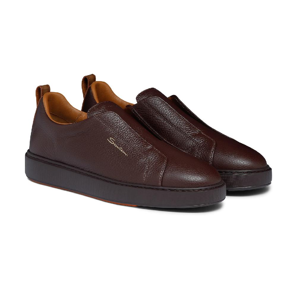 Santoni Sneaker slip-on da uomo in pelle bottalata bordeaux Saldi Di Fabbrica