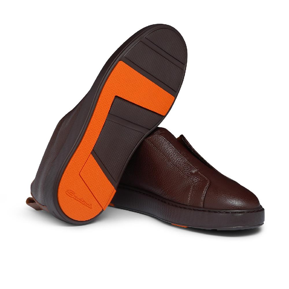 Santoni Sneaker slip-on da uomo in pelle bottalata bordeaux Saldi Di Fabbrica