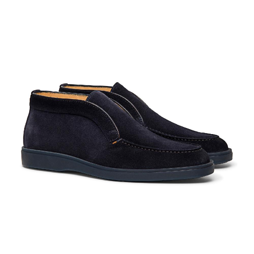 Santoni Stivaletto desert da uomo in suede blu Vendite Flash