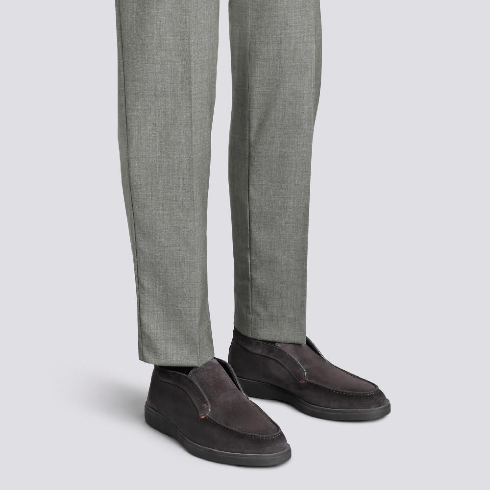 Santoni Stivaletto desert da uomo in suede grigio con pelliccia Negozio