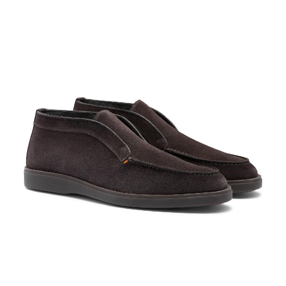 Santoni Stivaletto desert da uomo in suede grigio con pelliccia Negozio