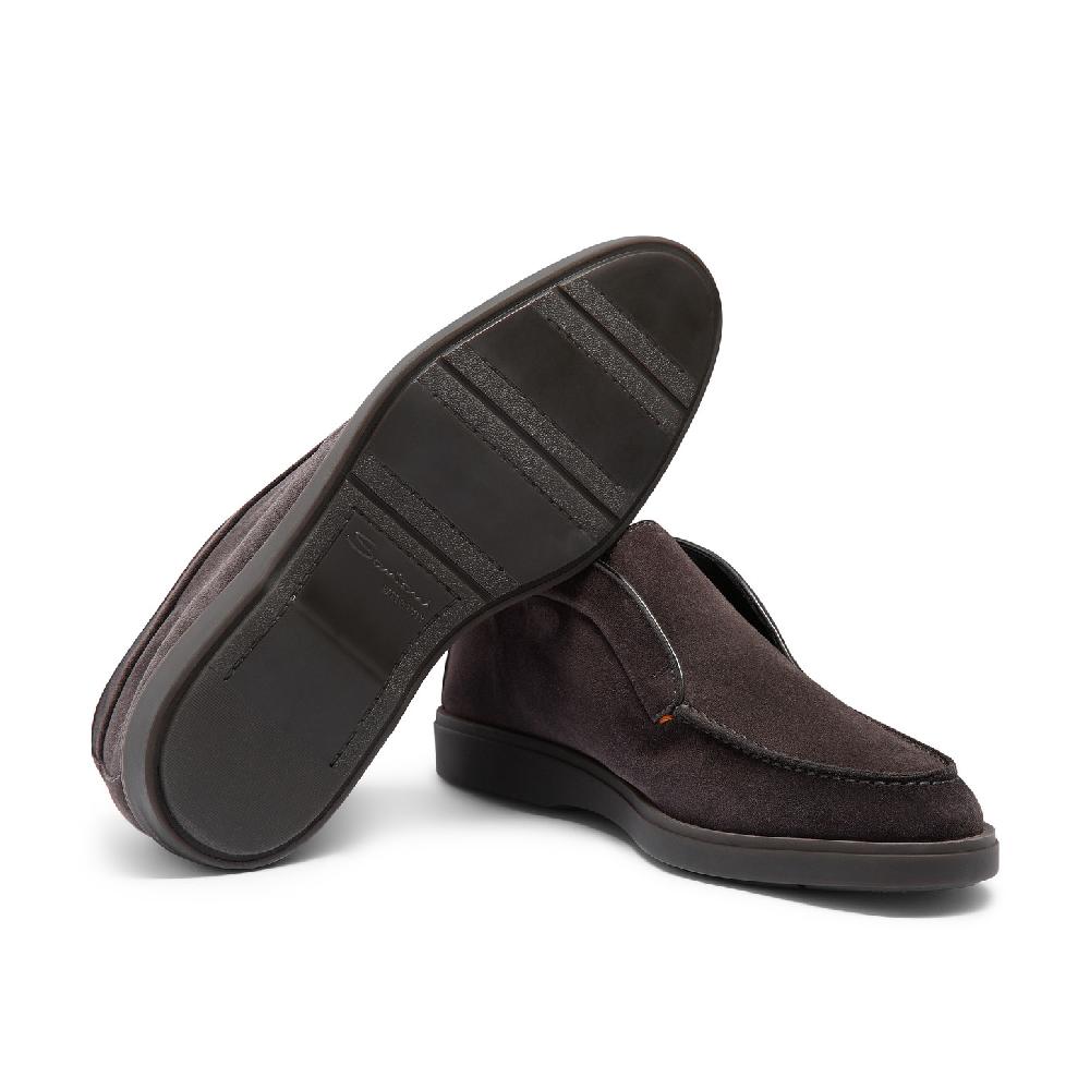 Santoni Stivaletto desert da uomo in suede grigio con pelliccia Negozio