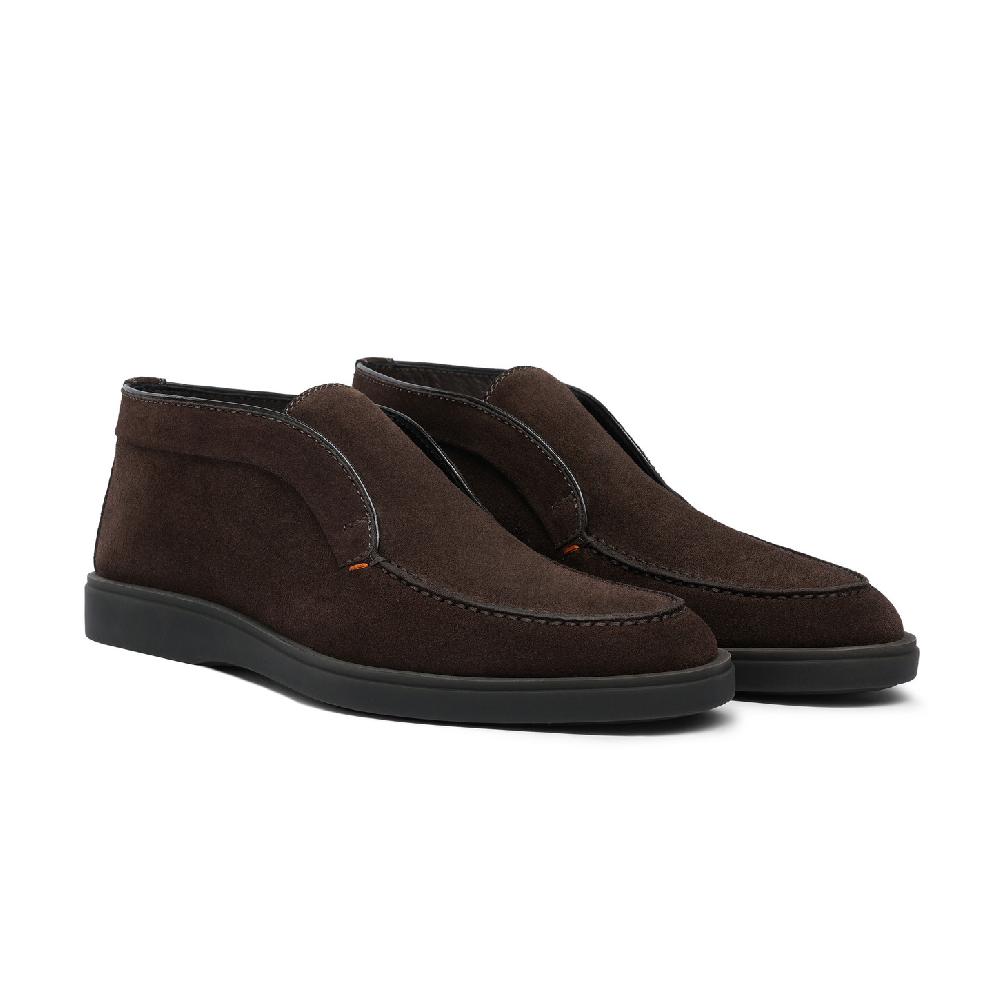 Santoni Stivaletto desert da uomo in suede marrone In Saldo