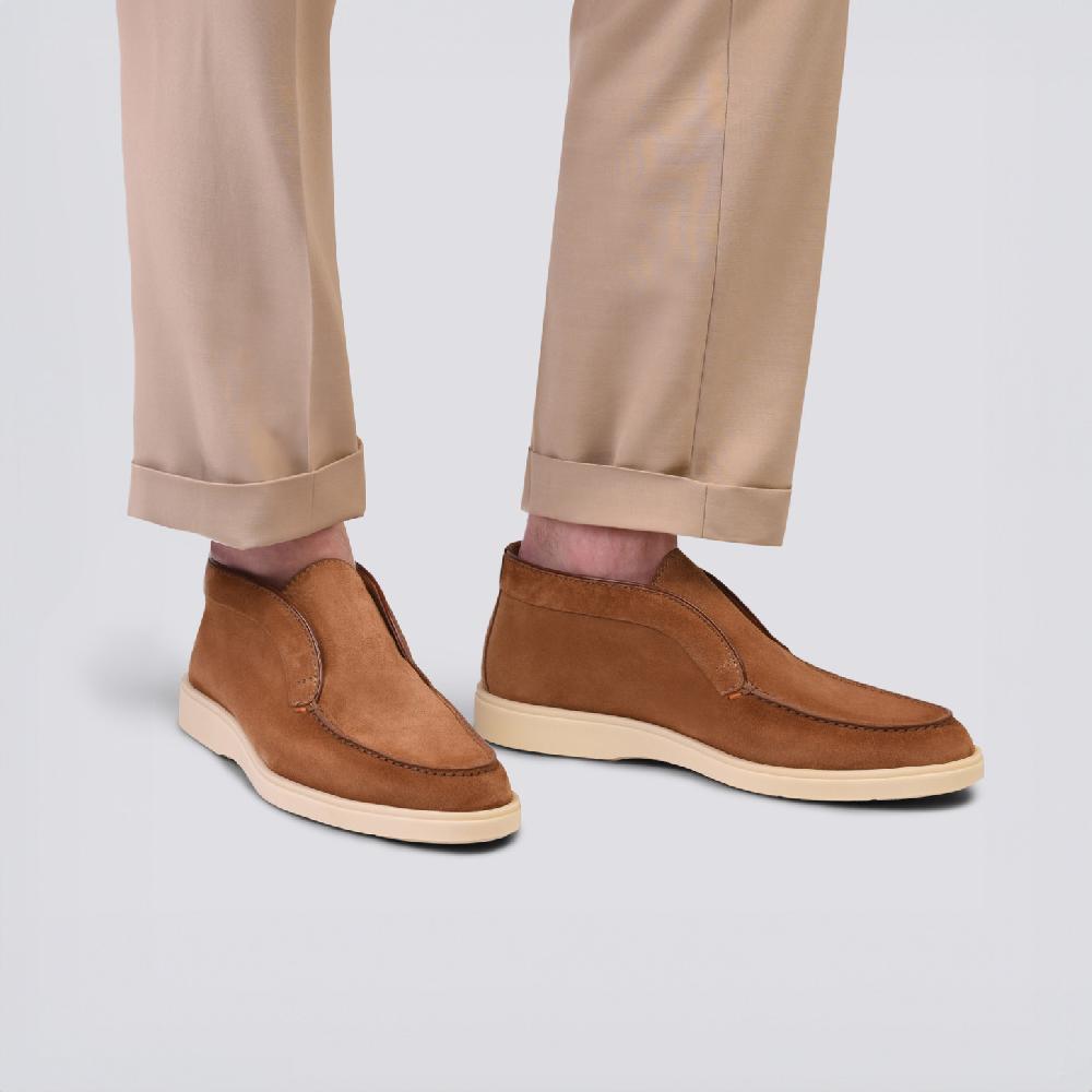 Santoni Stivaletto desert da uomo in suede marrone Nuova