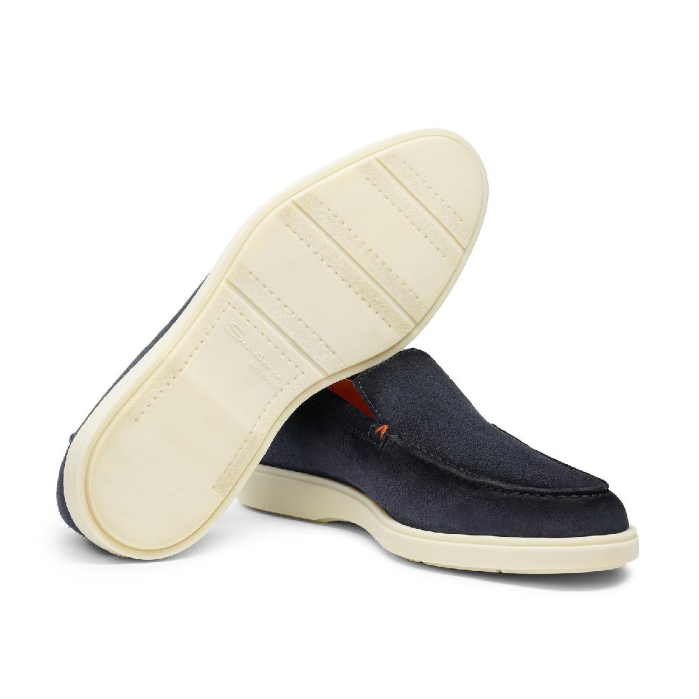 Santoni Mocassino da uomo in suede blu Moda