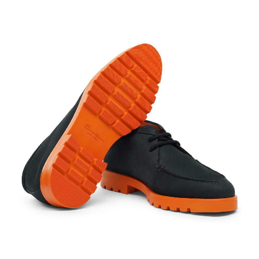 Santoni Stivaletto desert da uomo in nabuk blu e arancione 2025
