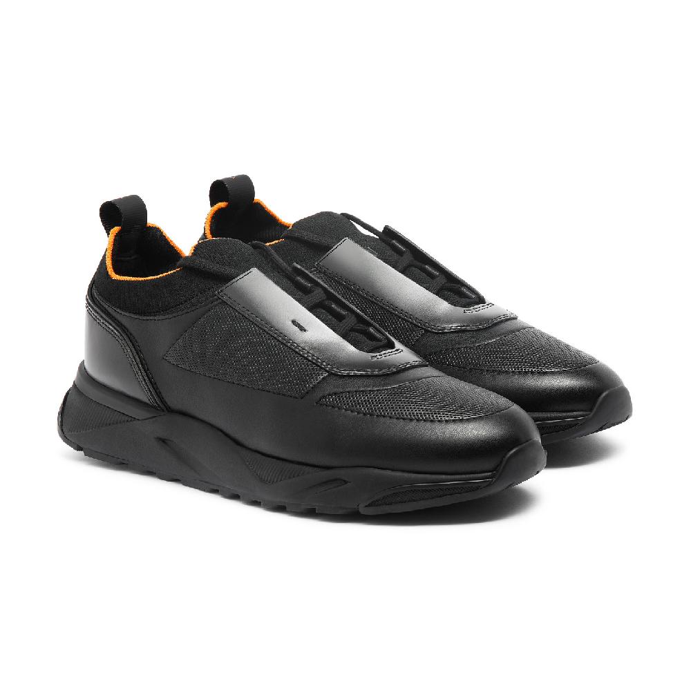 Santoni Sneaker da uomo in pelle nera Nuovo