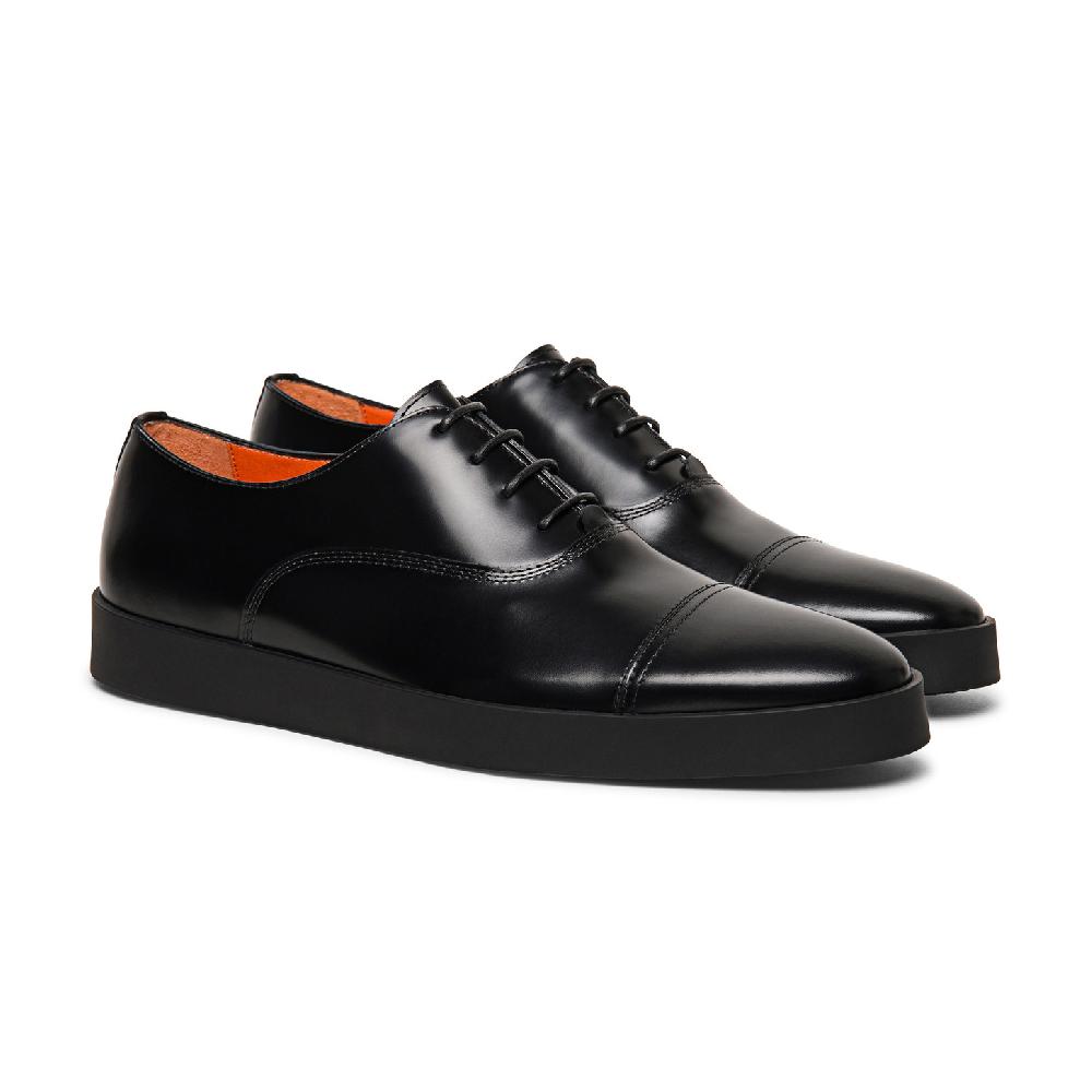 Santoni Stringata oxford da uomo in pelle lucida nera Qualità