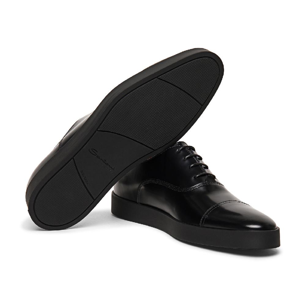Santoni Stringata oxford da uomo in pelle lucida nera Qualità
