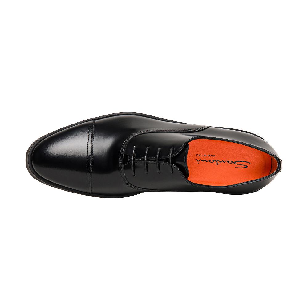 Santoni Stringata oxford da uomo in pelle lucida nera Qualità