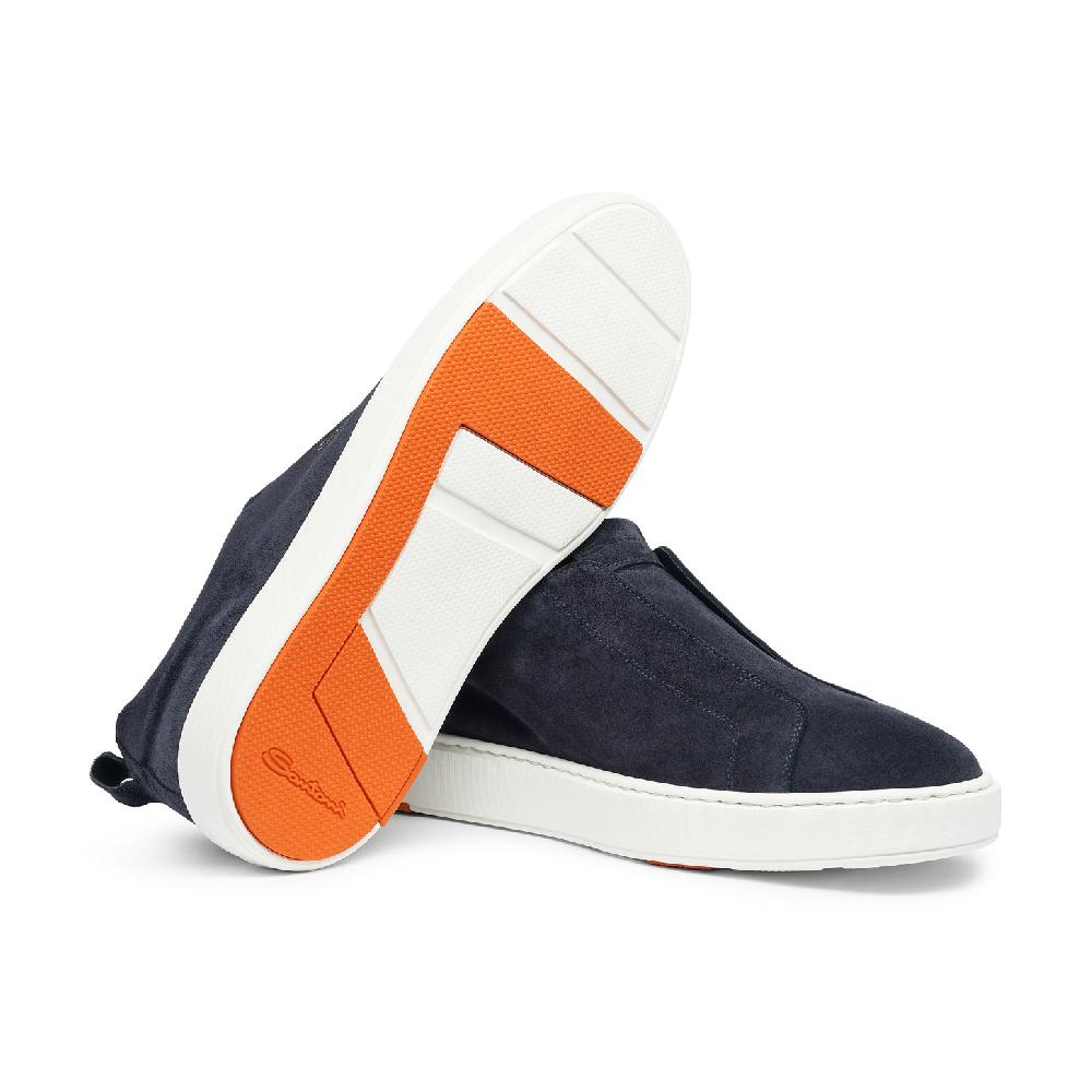 Santoni Sneaker slip-on da uomo in suede blu Vendita