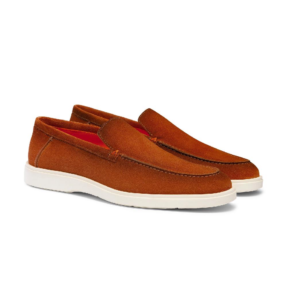 Santoni Mocassino da uomo in suede marrone Soddisfazione Garantita