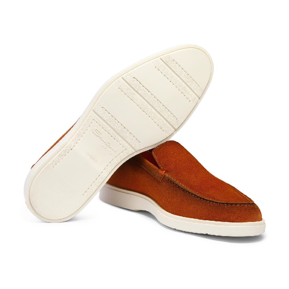 Santoni Mocassino da uomo in suede marrone Soddisfazione Garantita