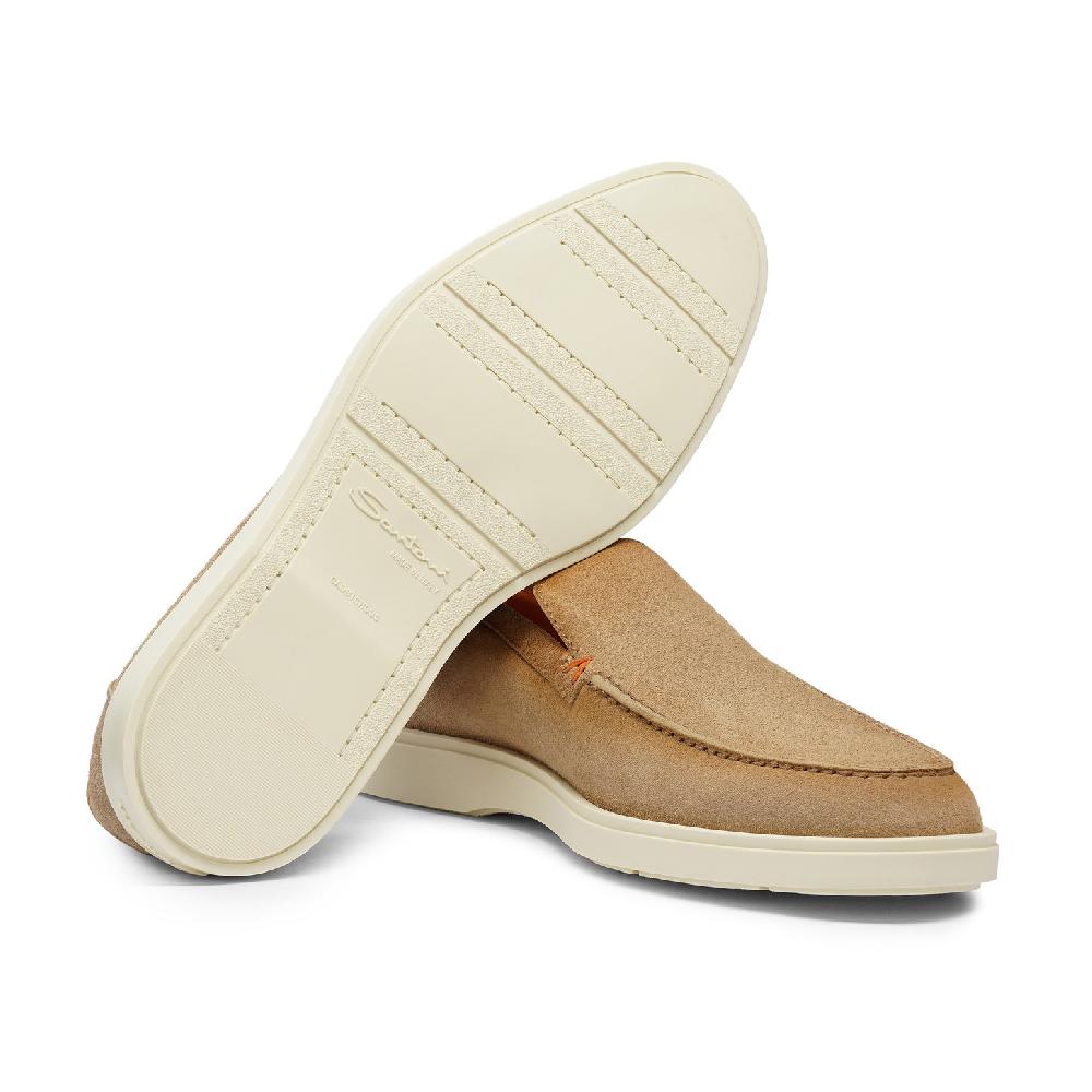 Santoni Mocassino da uomo in suede beige Consegna Veloce