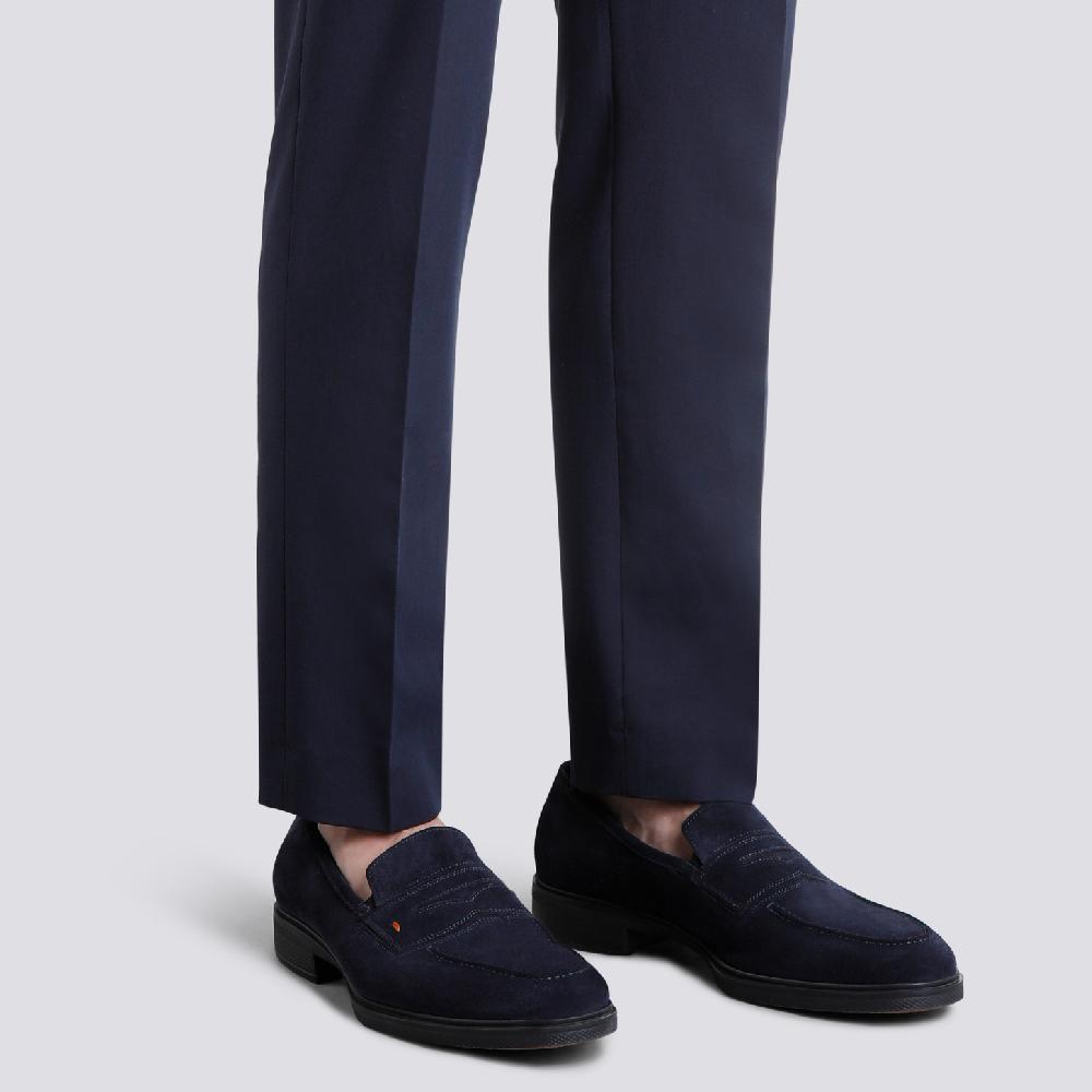 Santoni Mocassino Easy da uomo in suede blu Promozione Limitata