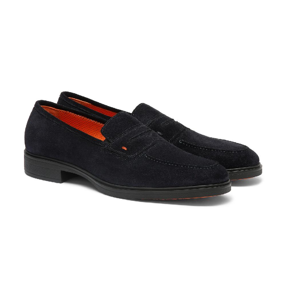 Santoni Mocassino Easy da uomo in suede blu Promozione Limitata