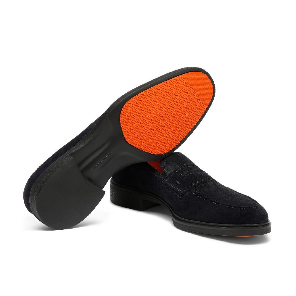Santoni Mocassino Easy da uomo in suede blu Promozione Limitata