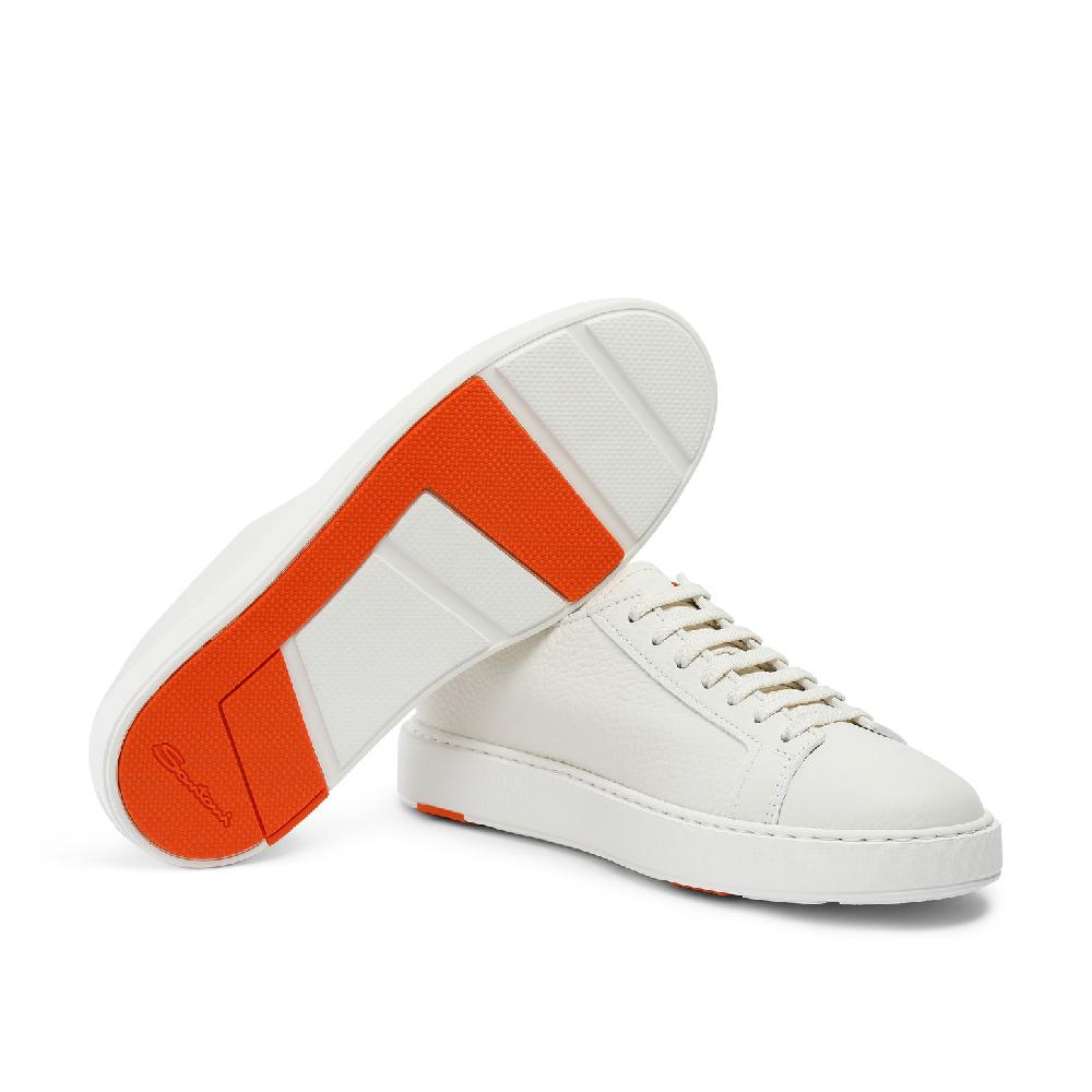 Santoni Sneaker da uomo in pelle bottalata bianca Fino Al -60%