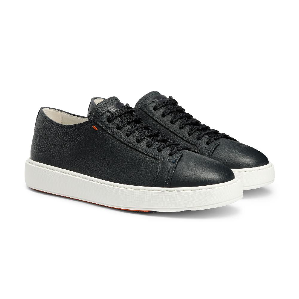 Santoni Sneaker da uomo in pelle bottalata blu Shopping Online