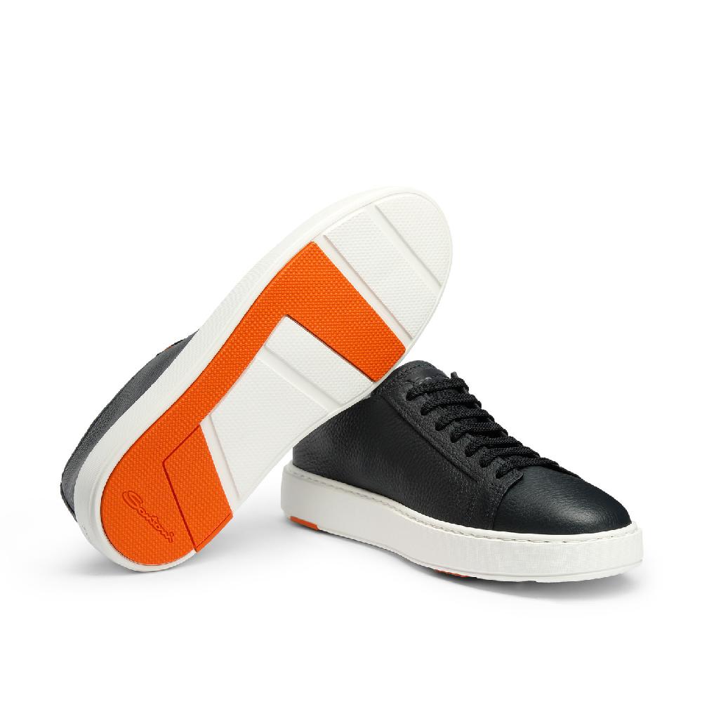 Santoni Sneaker da uomo in pelle bottalata blu Shopping Online