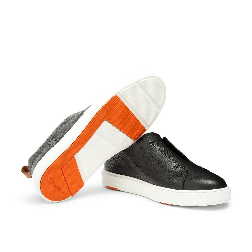 Santoni Sneaker slip-on da uomo in pelle bottalata nera Affare Del Giorno