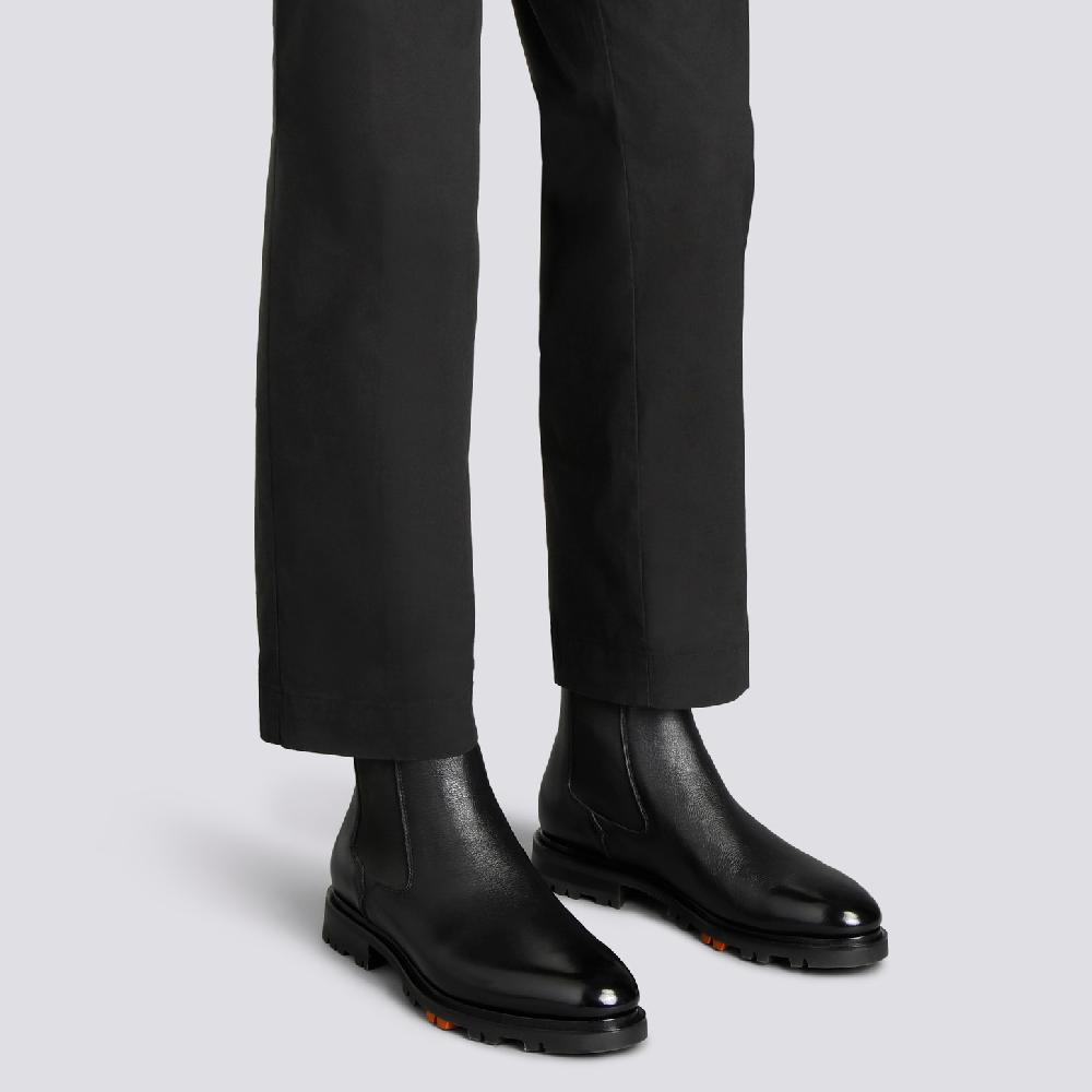 Santoni Stivaletto Chelsea da uomo in pelle nera Prezzo Ridotto