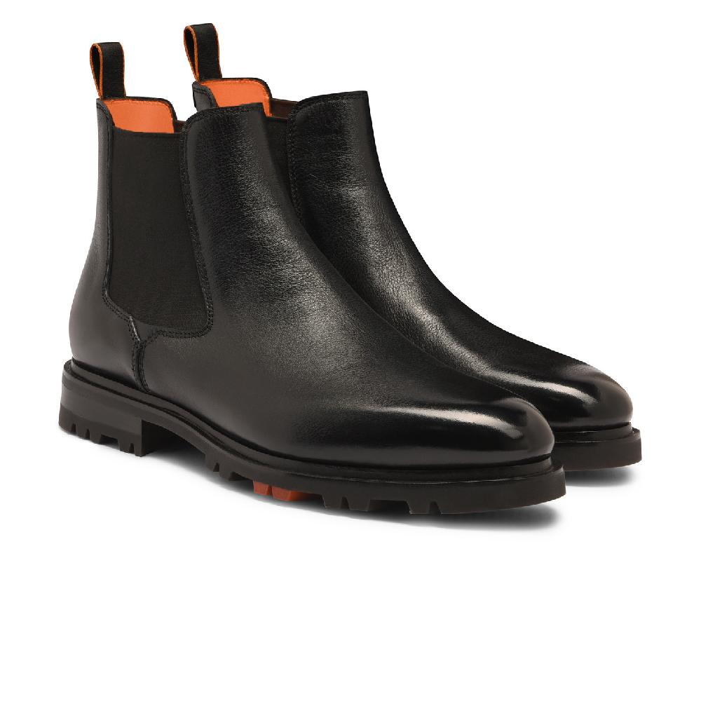 Santoni Stivaletto Chelsea da uomo in pelle nera Prezzo Ridotto