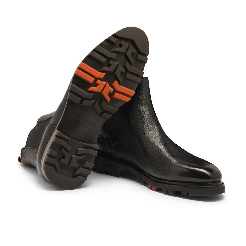 Santoni Stivaletto Chelsea da uomo in pelle nera Prezzo Ridotto