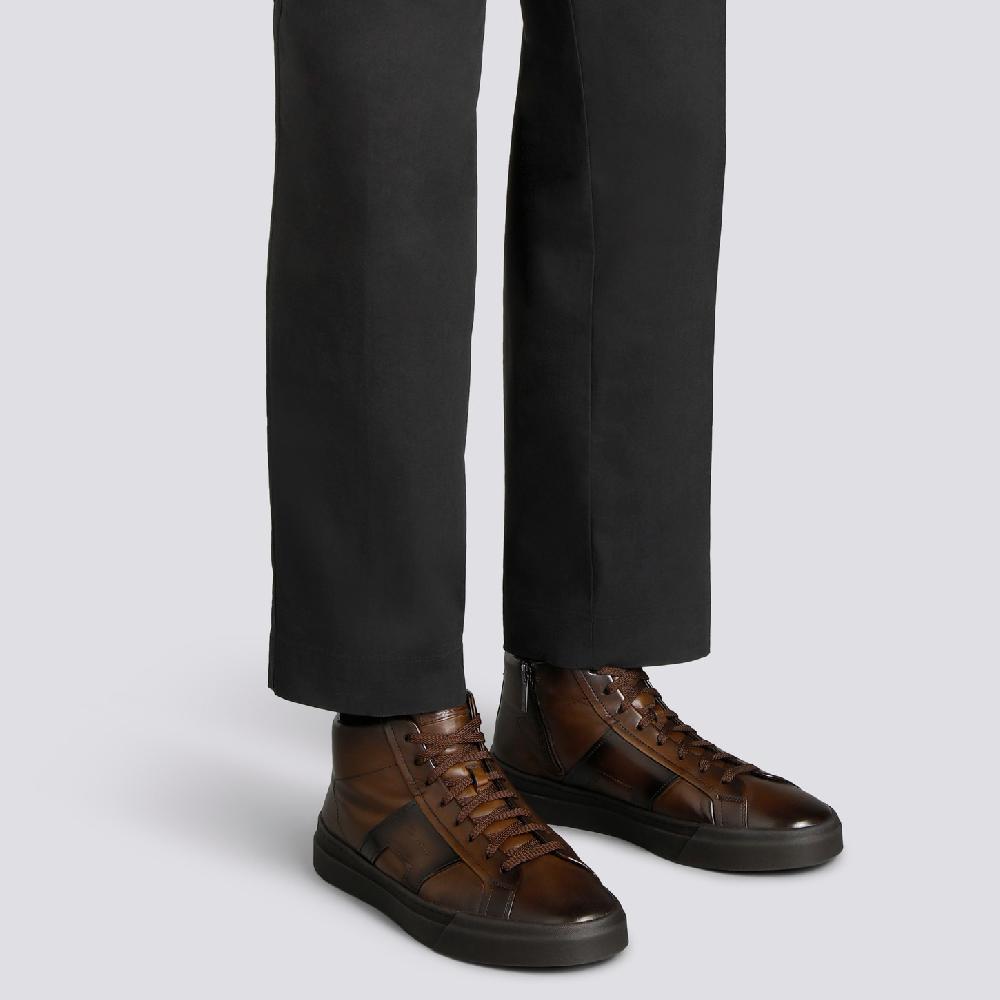 Santoni Double Buckle Sneaker da uomo in pelle testa di moro Convenienza
