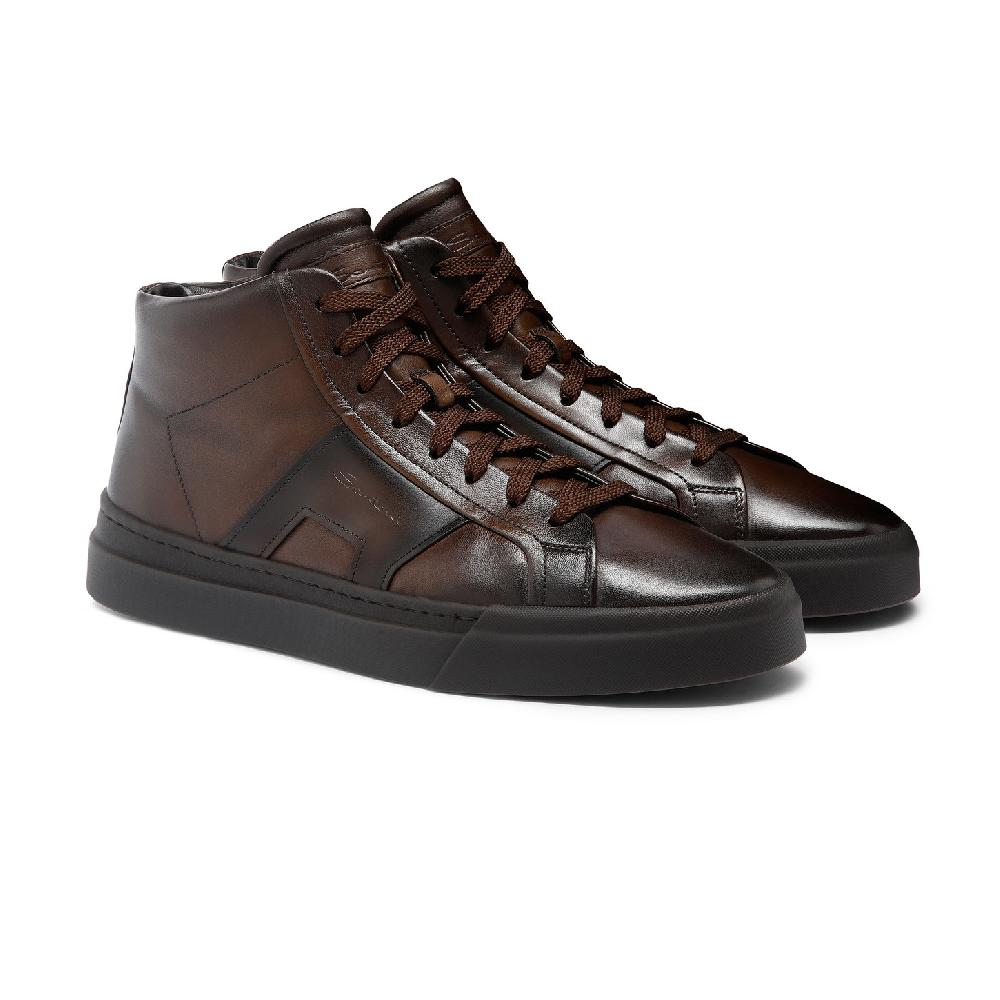 Santoni Double Buckle Sneaker da uomo in pelle testa di moro Convenienza