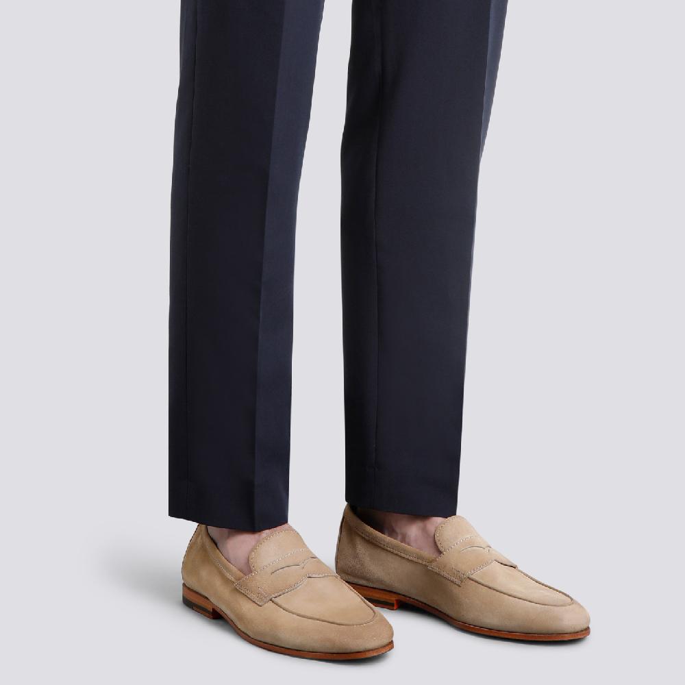 Santoni Mocassino Carlo da uomo in suede beige Economico