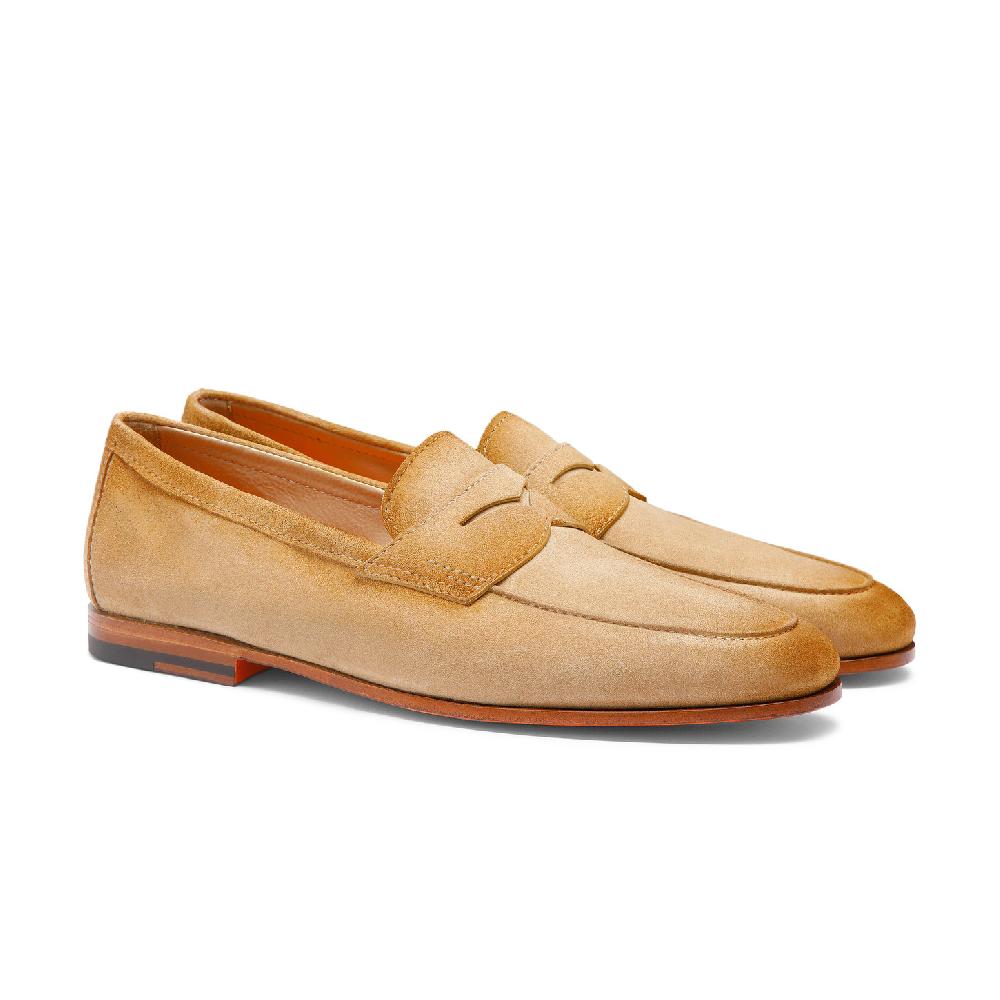 Santoni Mocassino Carlo da uomo in suede beige Economico