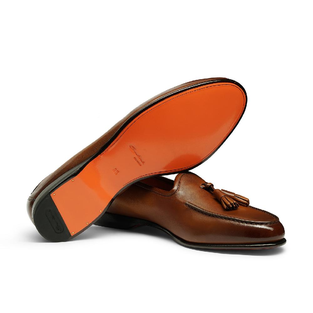 Santoni Mocassino Andrea con nappe da uomo in pelle marrone Outlet