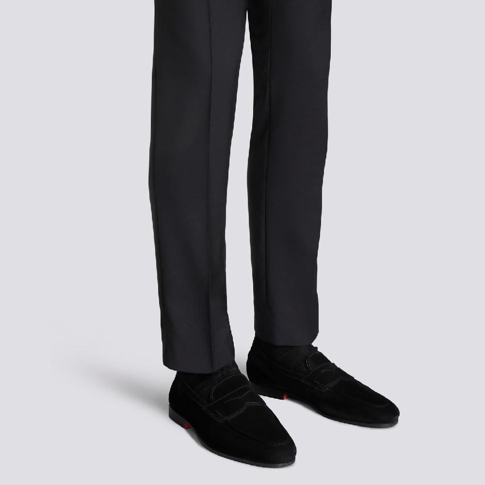 Santoni Mocassino Carlo da uomo in suede nero In Vendita