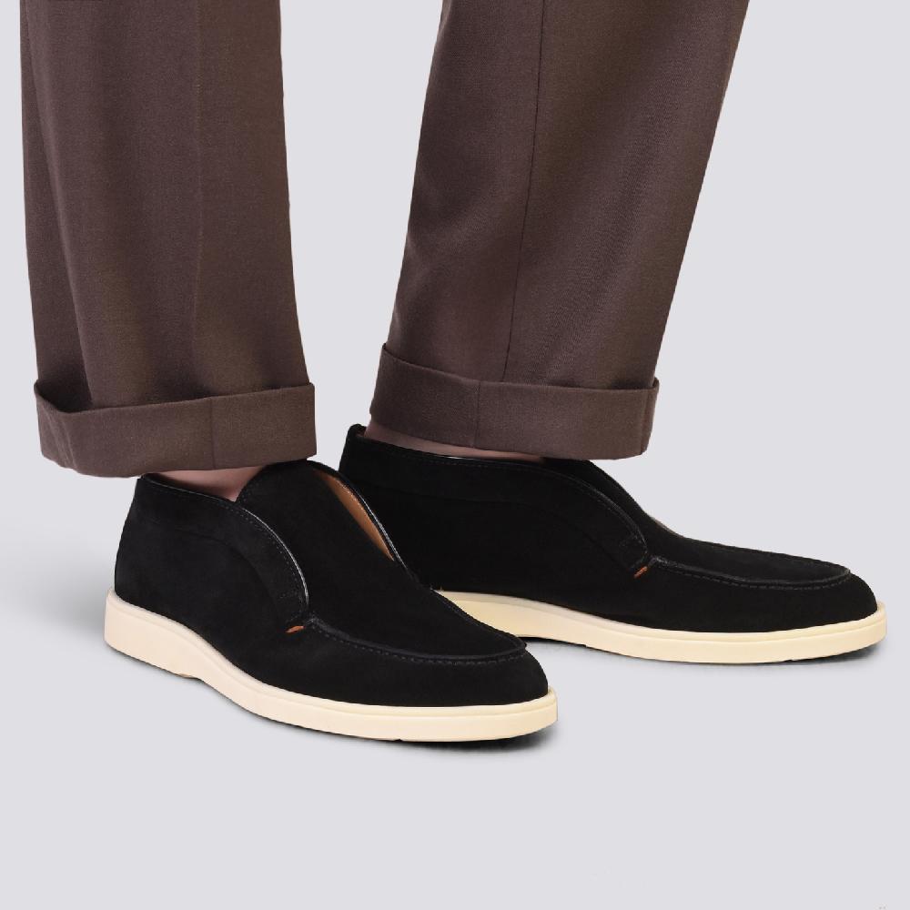 Santoni Stivaletto desert da uomo in suede nero Saldi