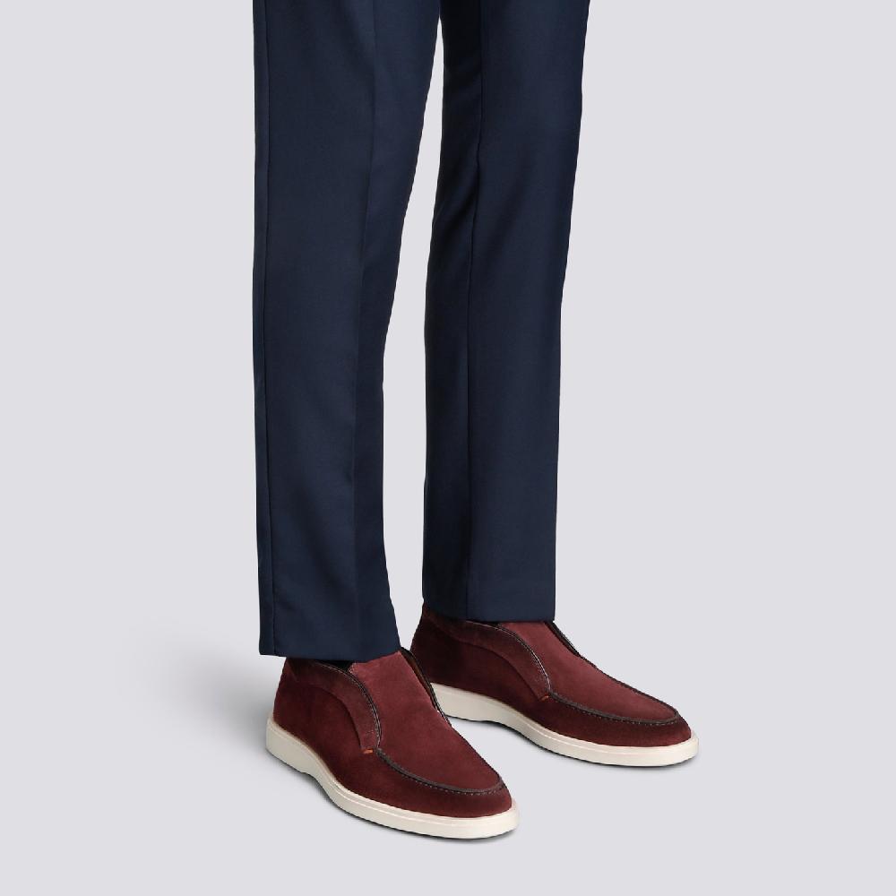 Santoni Stivaletto desert da uomo in suede bordeaux Offerte