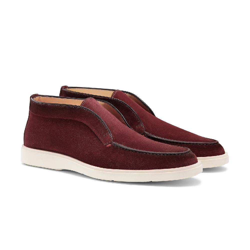 Santoni Stivaletto desert da uomo in suede bordeaux Offerte