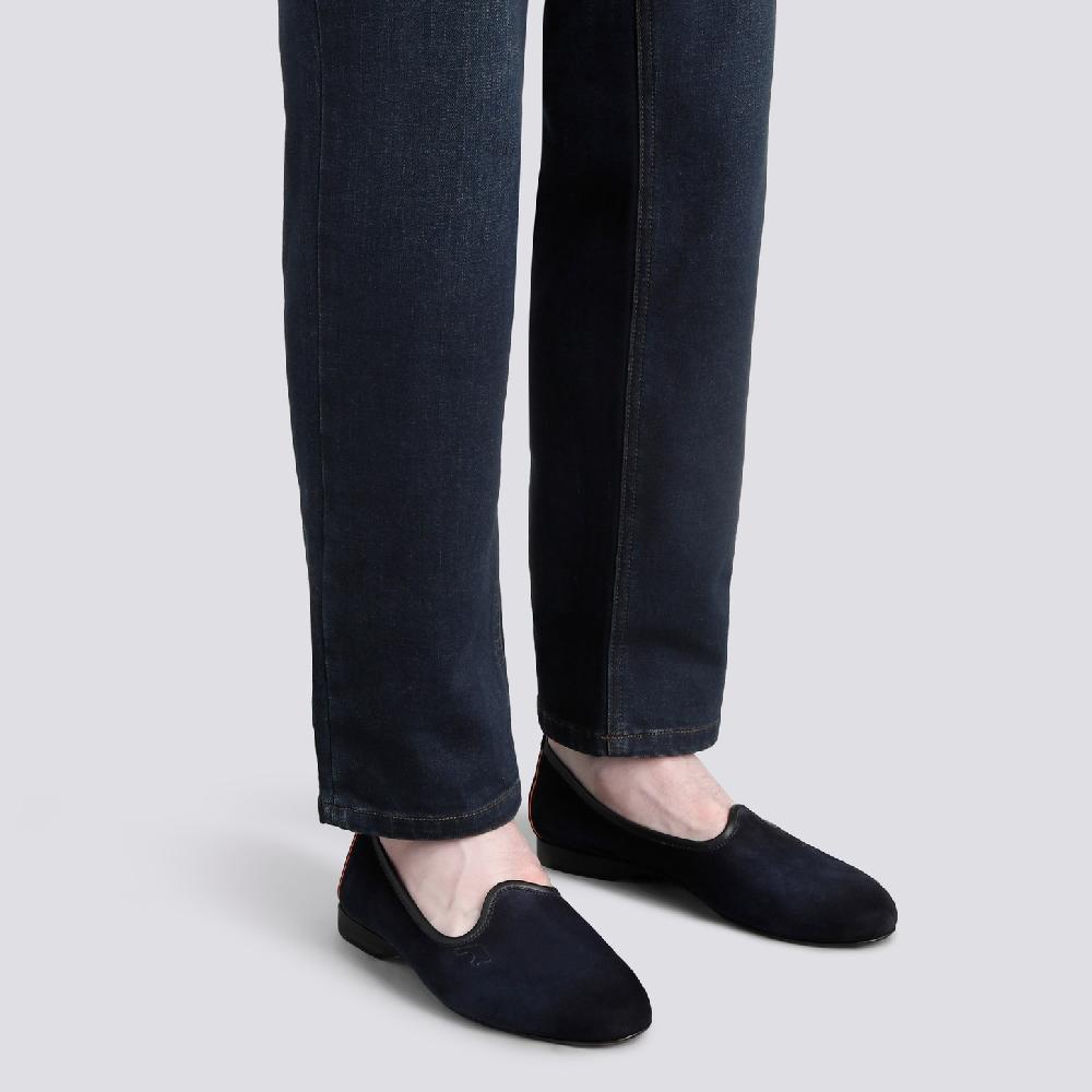 Santoni Mocassino da uomo in suede blu Vendita Calda