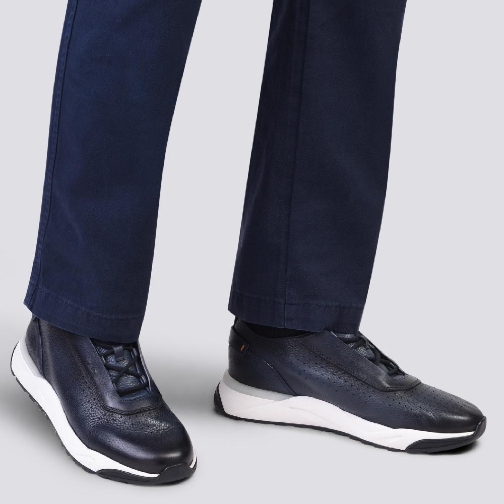 Santoni Sneaker da uomo in pelle blu Vendita Economica