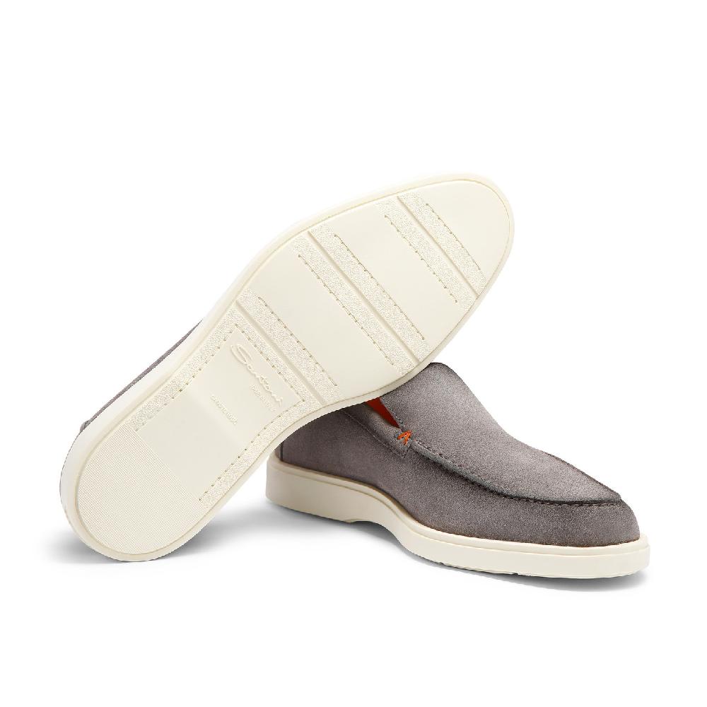 Santoni Mocassino da uomo in suede grigio Saldi Di Fabbrica