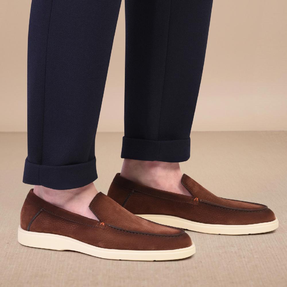 Santoni Mocassino da uomo in nabuk marrone I Più Venduti