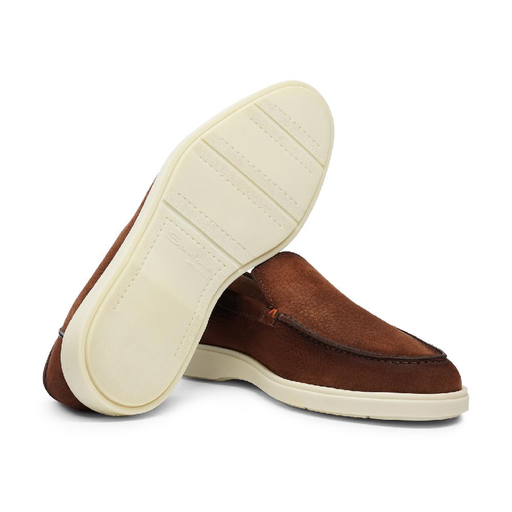Santoni Mocassino da uomo in nabuk marrone I Più Venduti