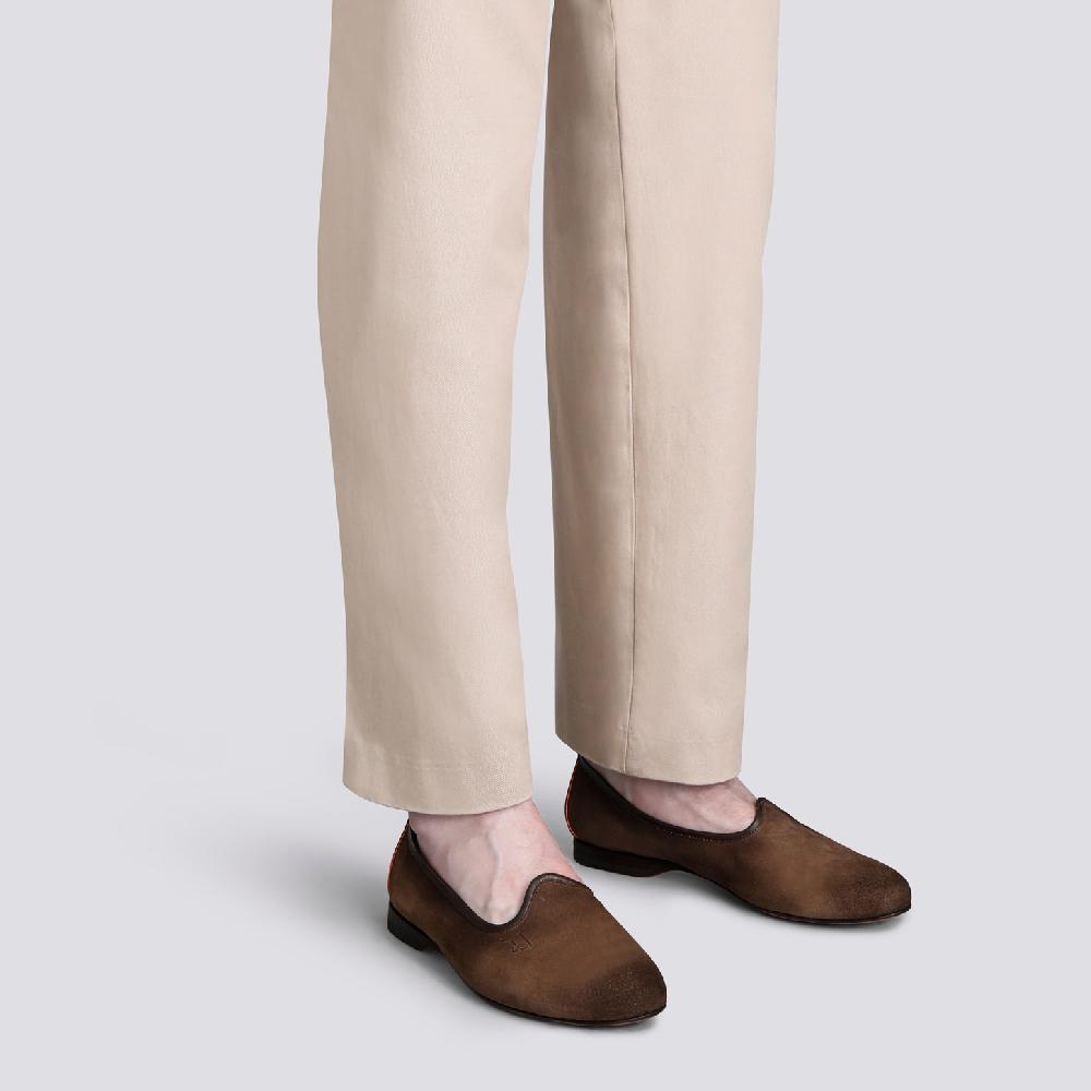 Santoni Mocassino da uomo in suede marrone Negozio