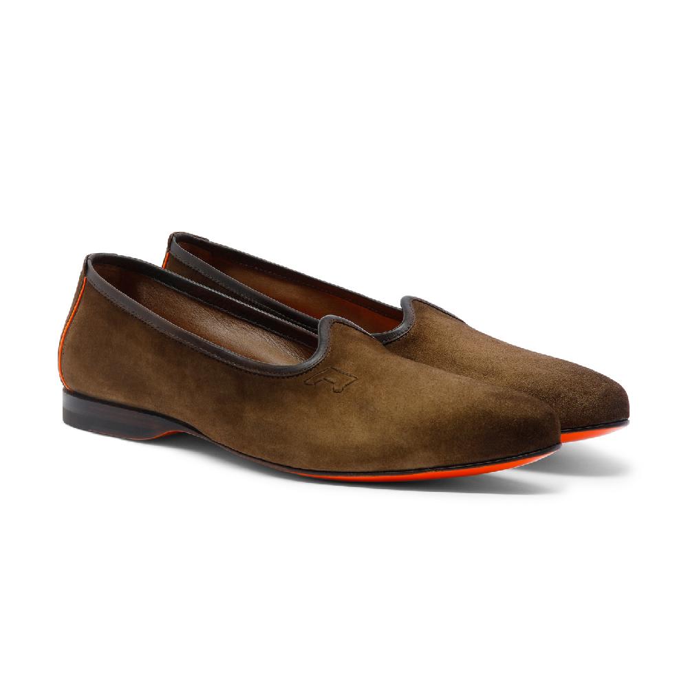 Santoni Mocassino da uomo in suede marrone Negozio