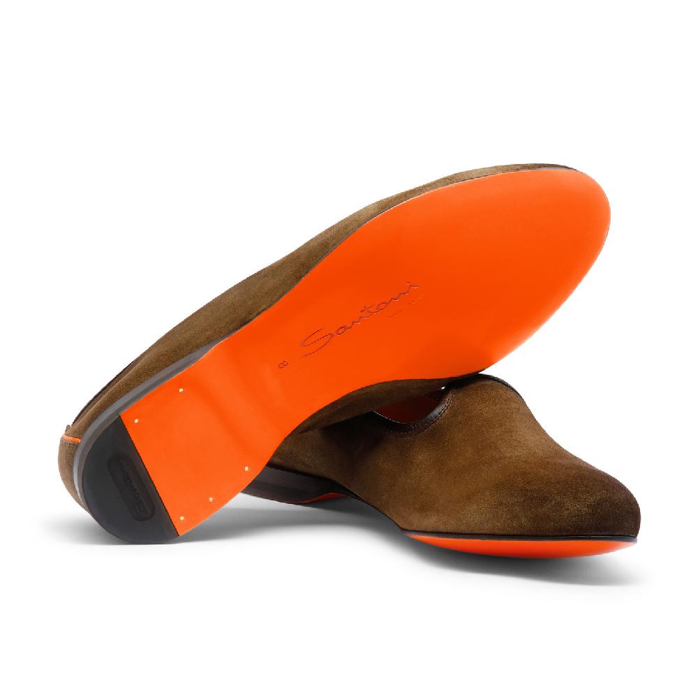 Santoni Mocassino da uomo in suede marrone Negozio