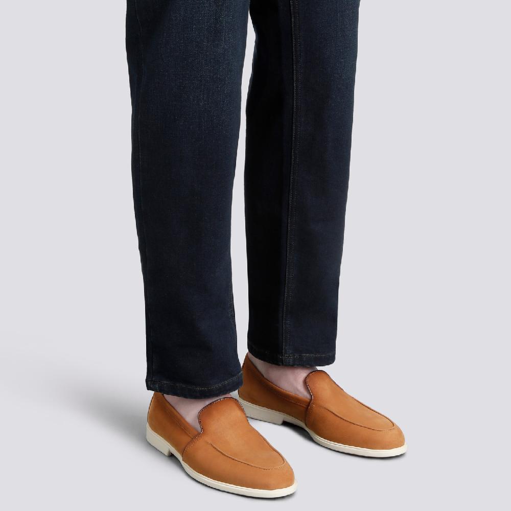 Santoni Mocassino da uomo in nabuck bottalato marrone Italia