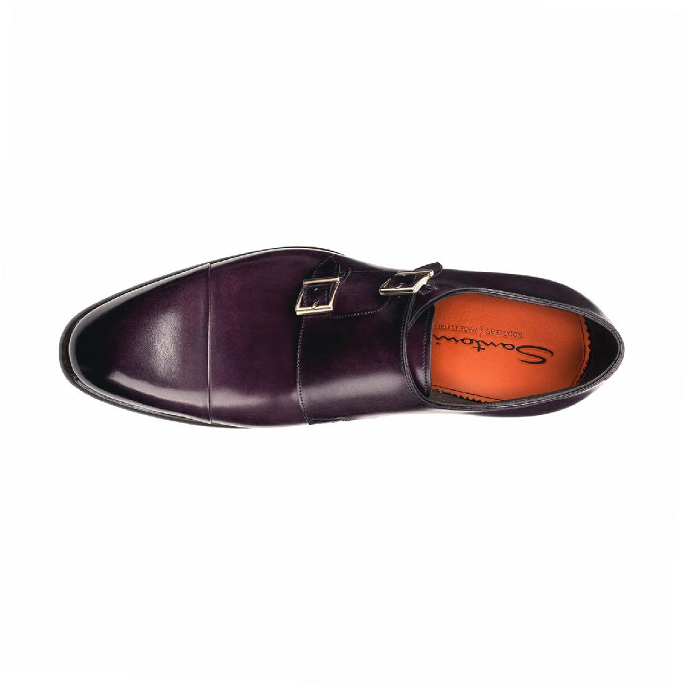 Santoni Doppia fibbia da uomo in pelle viola Qualità