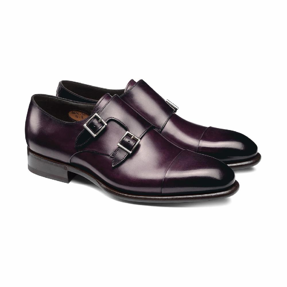 Santoni Doppia fibbia da uomo in pelle viola Qualità
